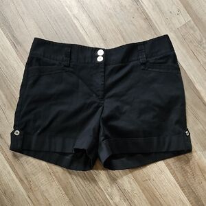 White House Black Market Black Button-Accent Shorts